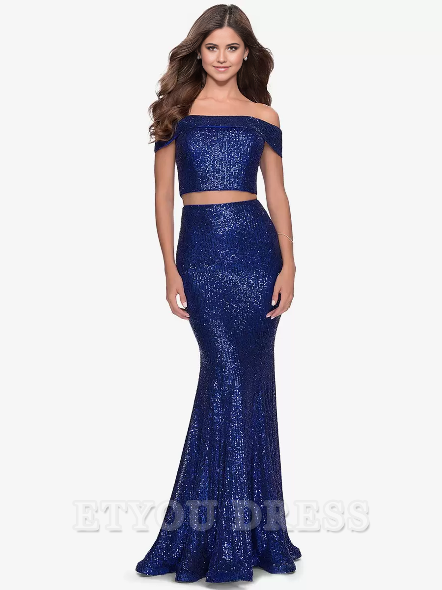 Mermaid Sequined Bateau Neck Sleeveless formal dresses Bridesmaid Dresses evening gown Prom Dress