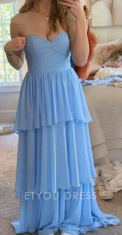 A Line Sweetheart Chiffon formal dresses Bridesmaid Dresses evening gown Prom Dress