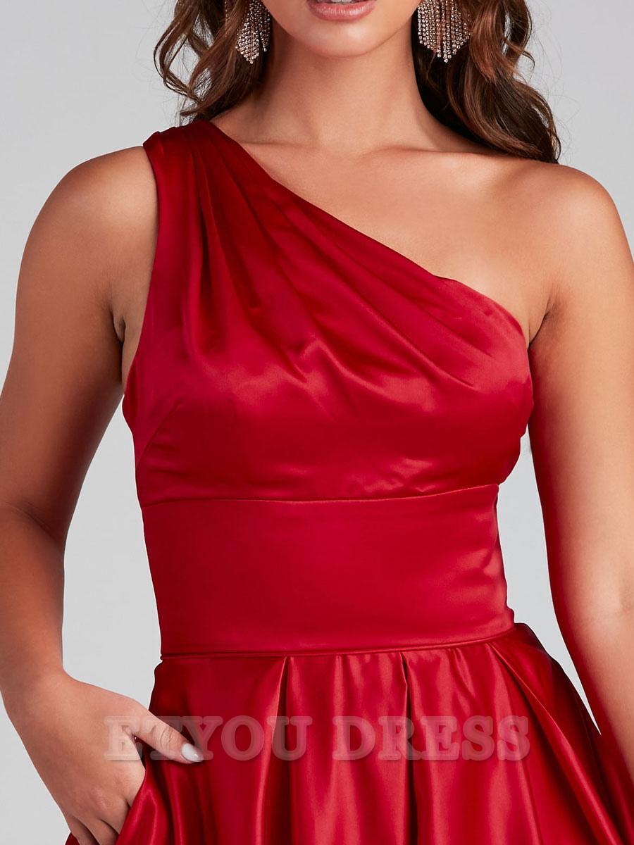A-Line One-Shoulder Sleeveless formal dresses Bridesmaid Dresses evening gown Prom Dress