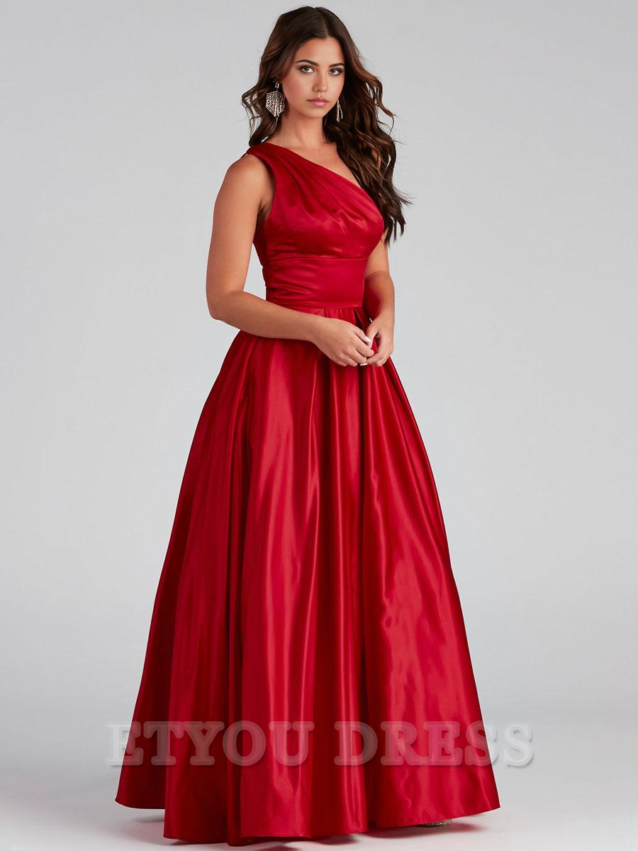 A-Line One-Shoulder Sleeveless formal dresses Bridesmaid Dresses evening gown Prom Dress