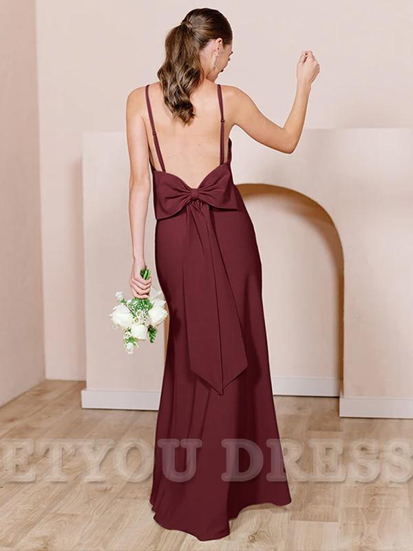 Sheath Spaghetti Straps Backless Floor-Length formal dresses Bridesmaid Dresses evening gown Prom Dress
