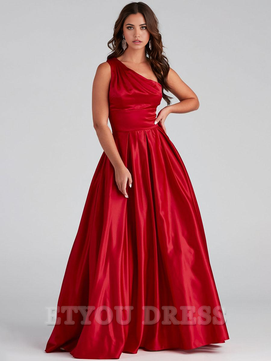 A-Line One-Shoulder Sleeveless formal dresses Bridesmaid Dresses evening gown Prom Dress