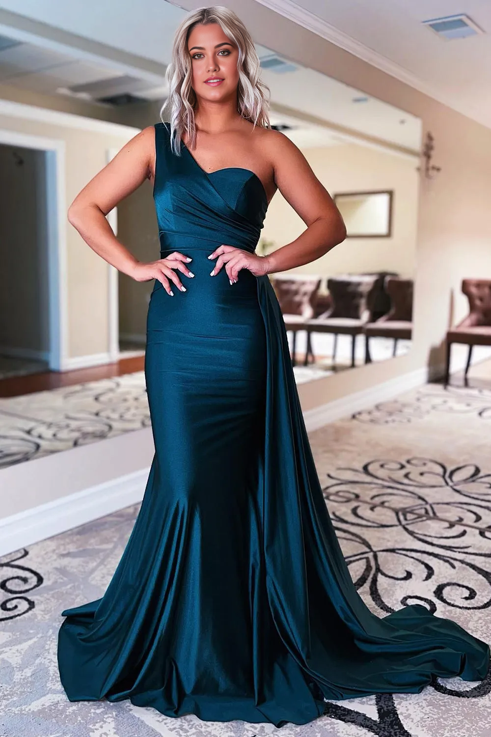 Mermaid One Shoulder Black formal dresses evening gown Prom Dress Homecoming Dress
