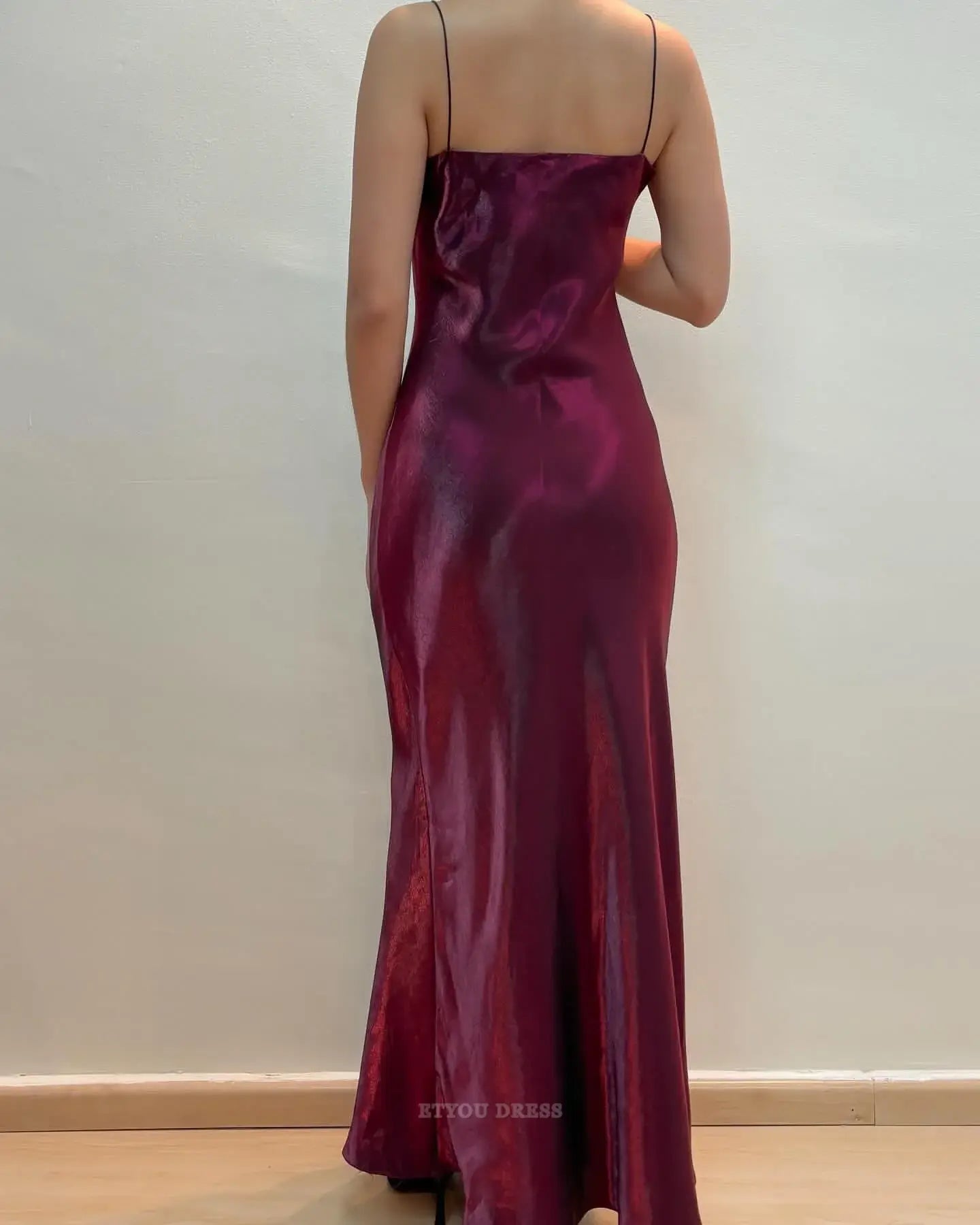 Sheath Spaghetti Straps Burgundy Vintage formal dresses Bridesmaid Dresses evening gown Prom Dress