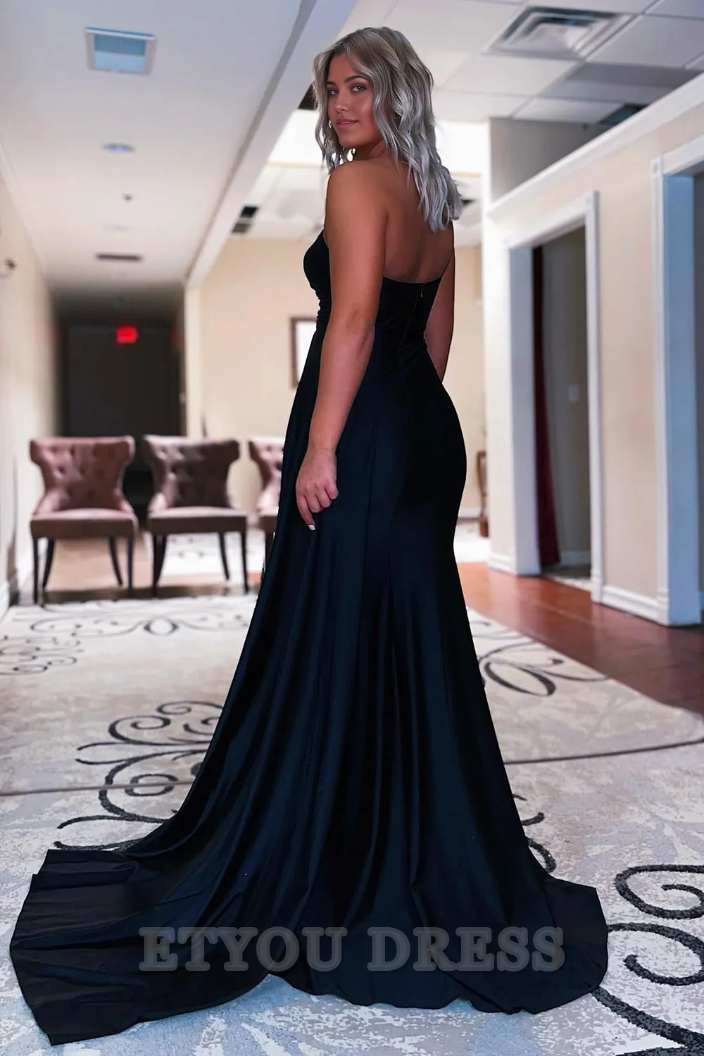 Mermaid One Shoulder Black formal dresses evening gown Prom Dress Homecoming Dress