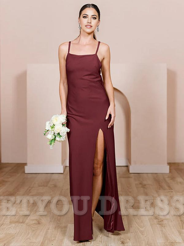 Sheath Spaghetti Straps Backless Floor-Length formal dresses Bridesmaid Dresses evening gown Prom Dress