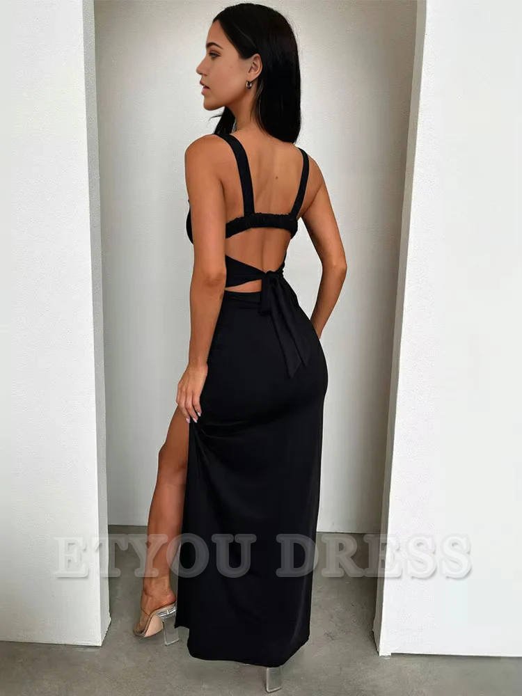 Elegant V-Neck Sleeveless Sexy Long Backless Bodycon High Split formal dresses Bridesmaid Dresses evening gown Prom Dress