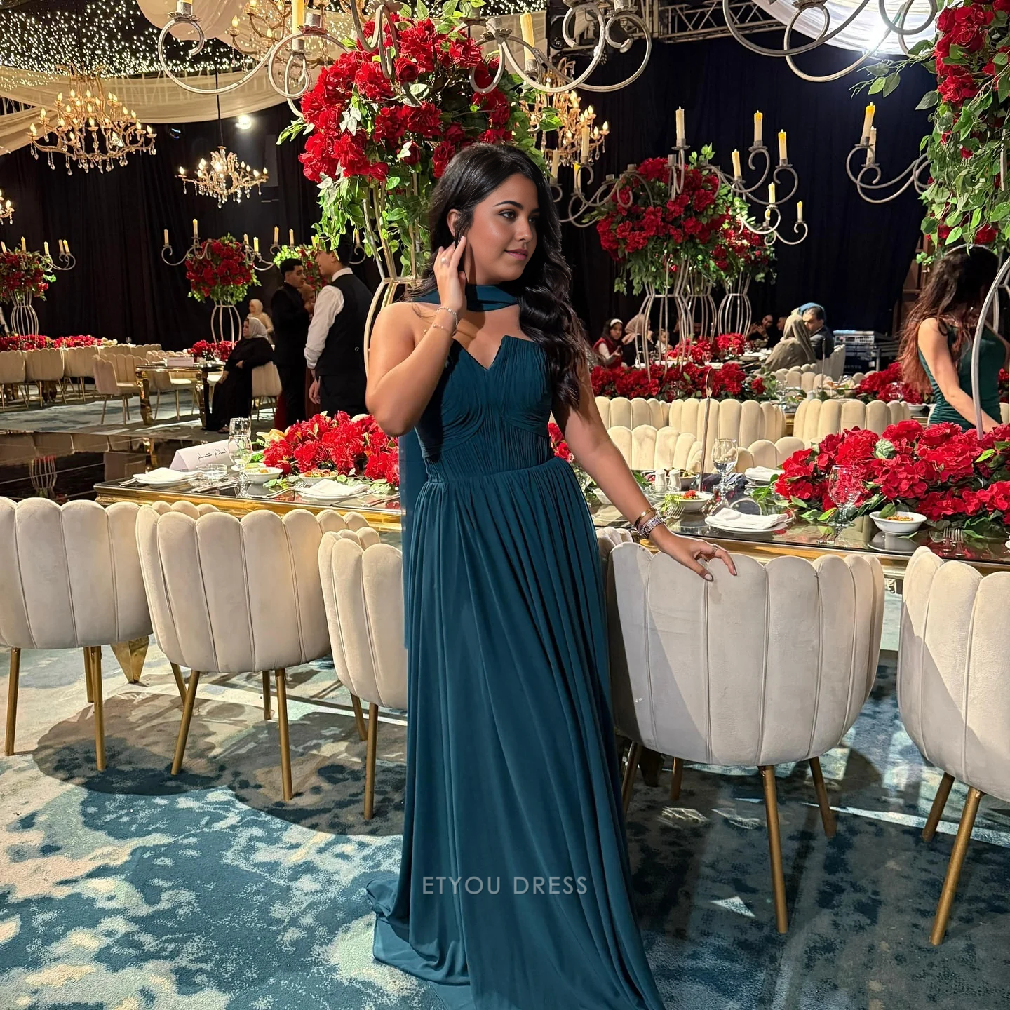 A Line Strapless Chiffon formal dresses Bridesmaid Dresses evening gown Prom Dress