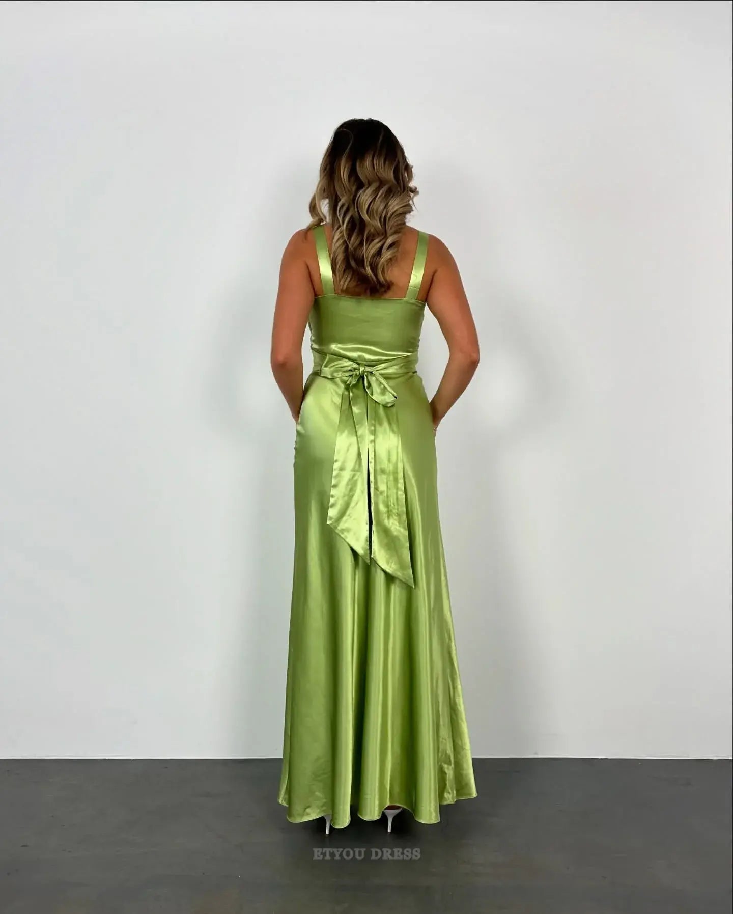 Sheath V-Neck Satin formal dresses Bridesmaid Dresses evening gown Prom Dress