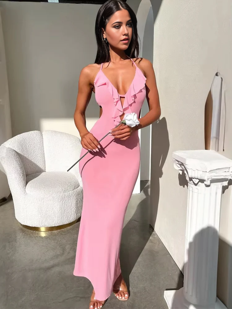 Elegant Sleeveless Sexy Backless Bodycon High Split formal dresses Bridesmaid Dresses evening gown Prom Dress