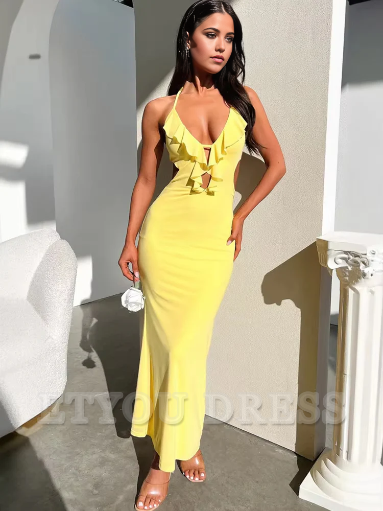 Elegant Sleeveless Sexy Backless Bodycon High Split formal dresses Bridesmaid Dresses evening gown Prom Dress