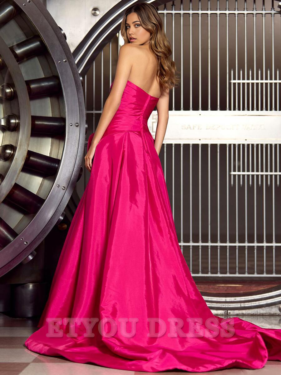 A-line Taffeta Strapless Ball Gown Sleeveless Bows formal dresses Bridesmaid Dresses evening gown Prom Dress