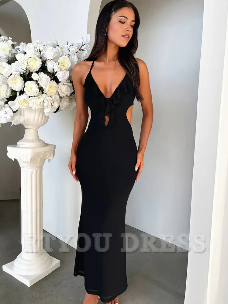 Elegant Sleeveless Sexy Backless Bodycon High Split formal dresses Bridesmaid Dresses evening gown Prom Dress
