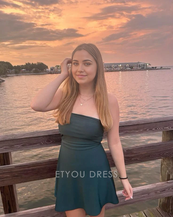 A Line Strapless Short formal dresses Bridesmaid Dresses evening gown Prom Dress