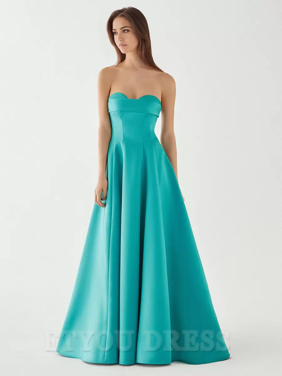 A-Line Floor-Length Zipper Satin formal dresses evening gown Prom Dress
