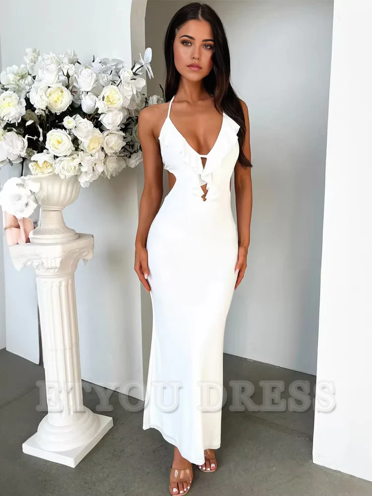 Elegant Sleeveless Sexy Backless Bodycon High Split formal dresses Bridesmaid Dresses evening gown Prom Dress