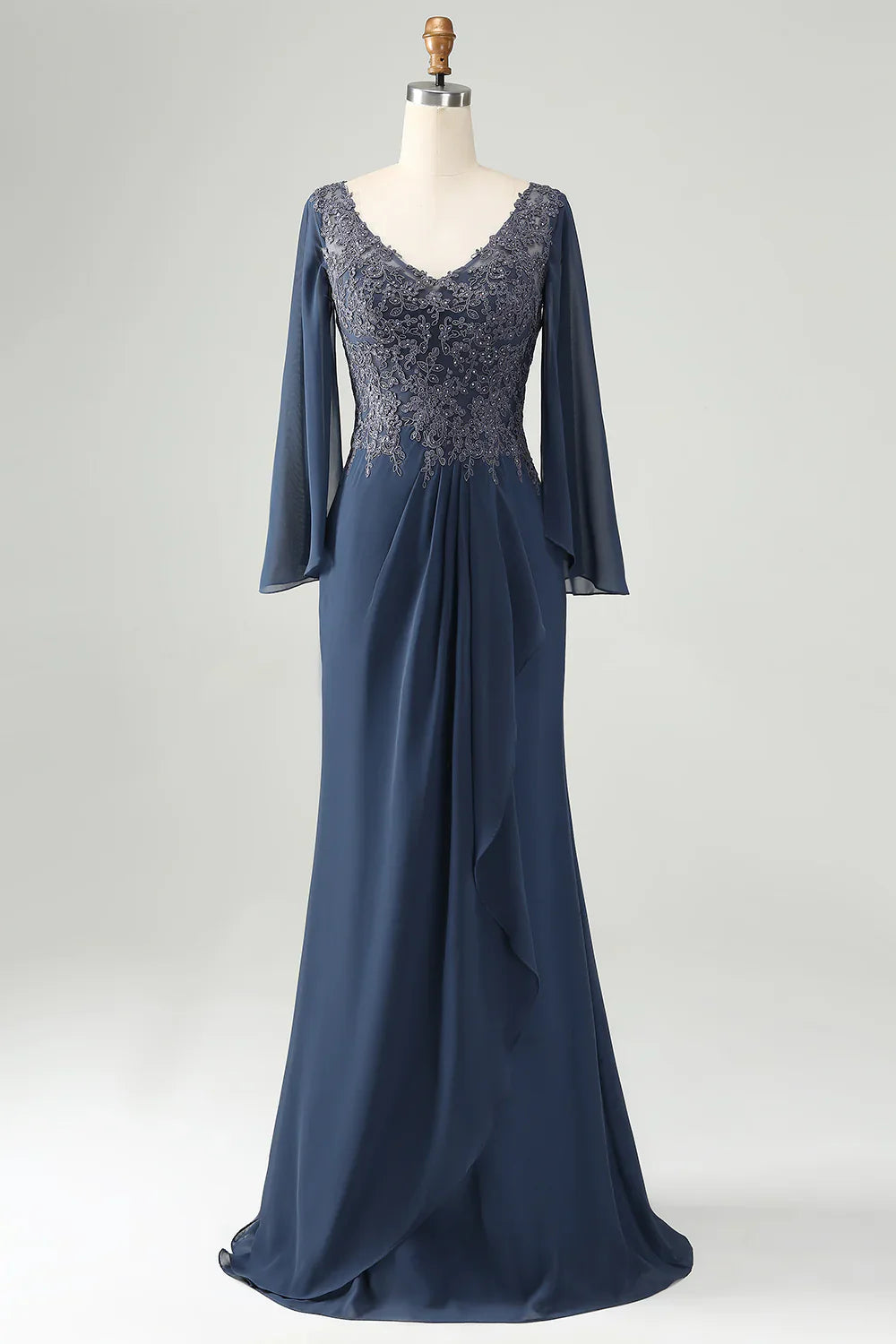 Mermaid V Neck Beaded Mother of Bride Dress with Appliques