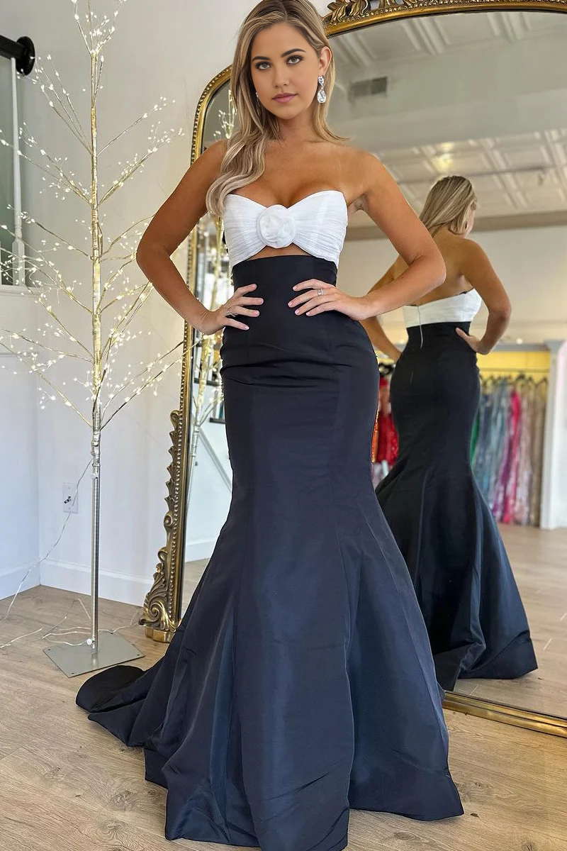 Mermaid Sweetheart Satin Long Prom Dress with Bow