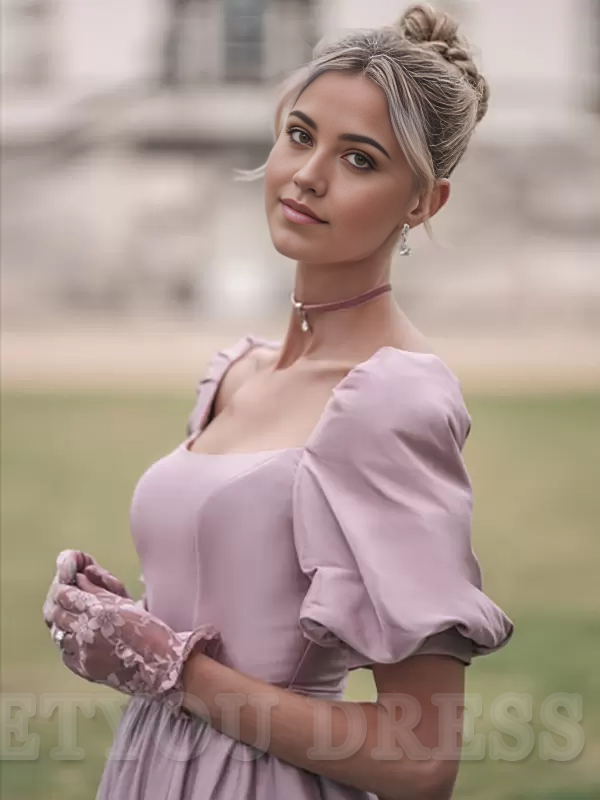 A-line Princess Square Neck Satin Floor-Length formal dress evening gown Wedding Guest Dresses Prom Dress