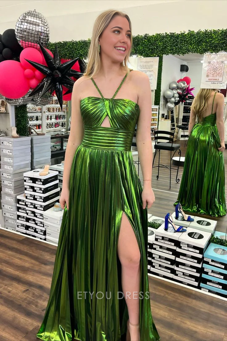 A Line Strapless Pleated Green formal dresses Bridesmaid Dresses evening gown Prom Dress