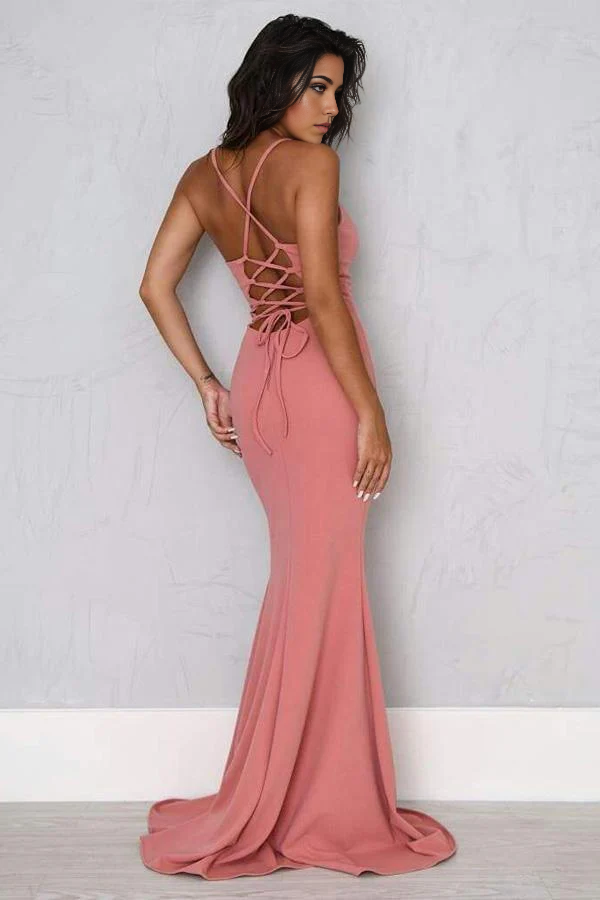 Mermaid Sheath Spaghetti Straps Split Sexy formal dresses evening gown Prom Dress