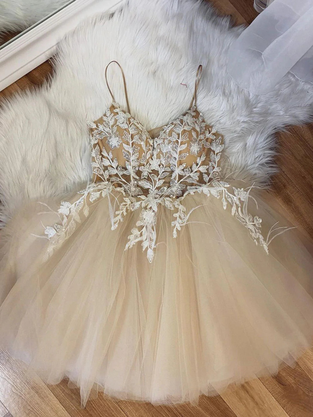 Tulle lace short prom dress