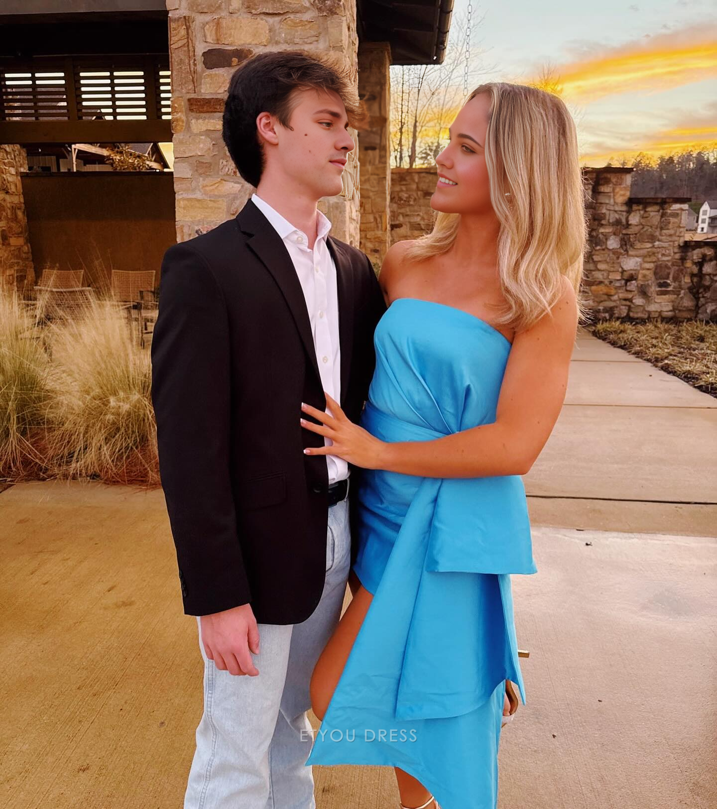 Sheath Strapless Blue Homecoming Dress Short formal dresses Bridesmaid Dresses evening gown Prom Dress