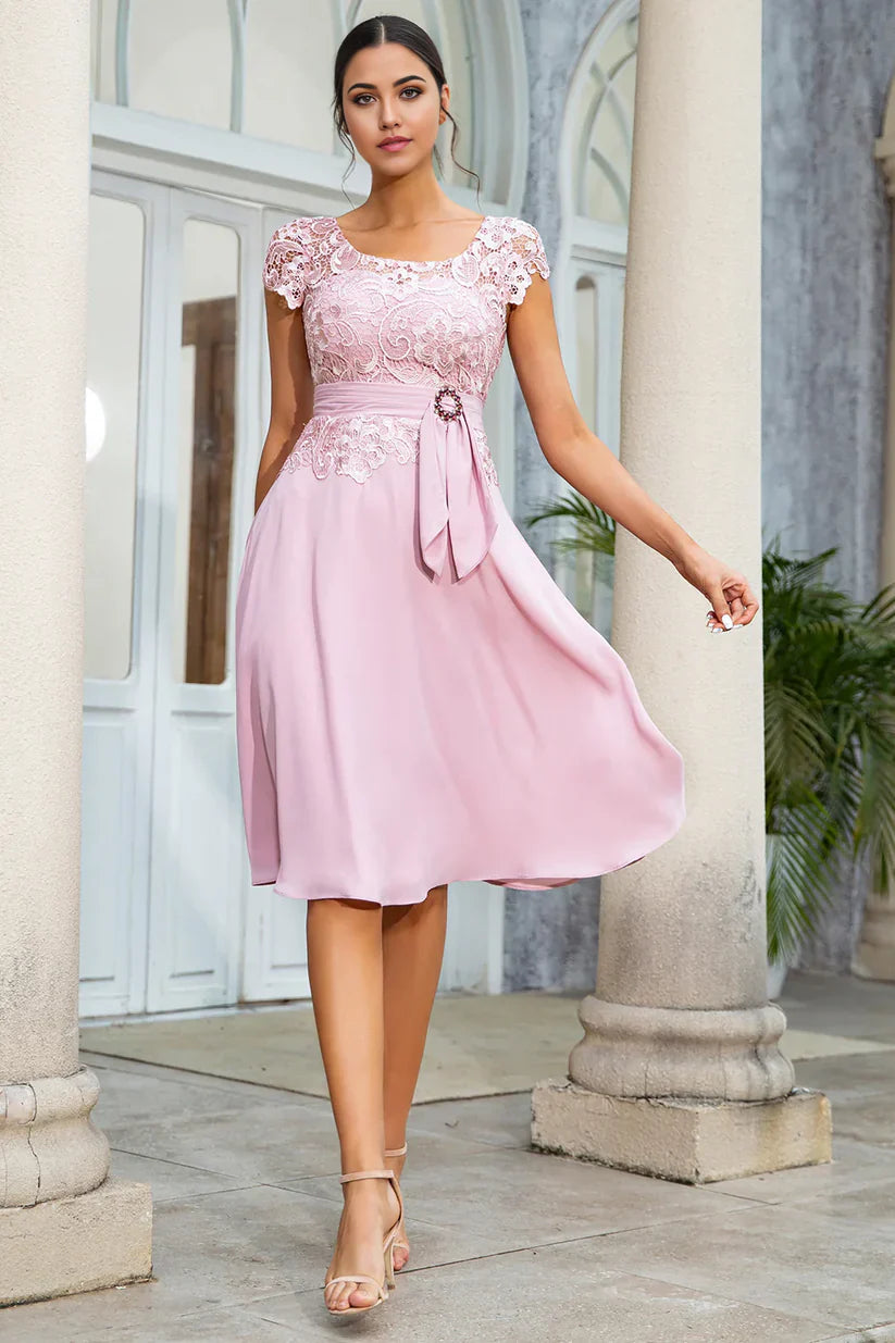 A-line Chiffon Mother of the Bride Dress with Lace