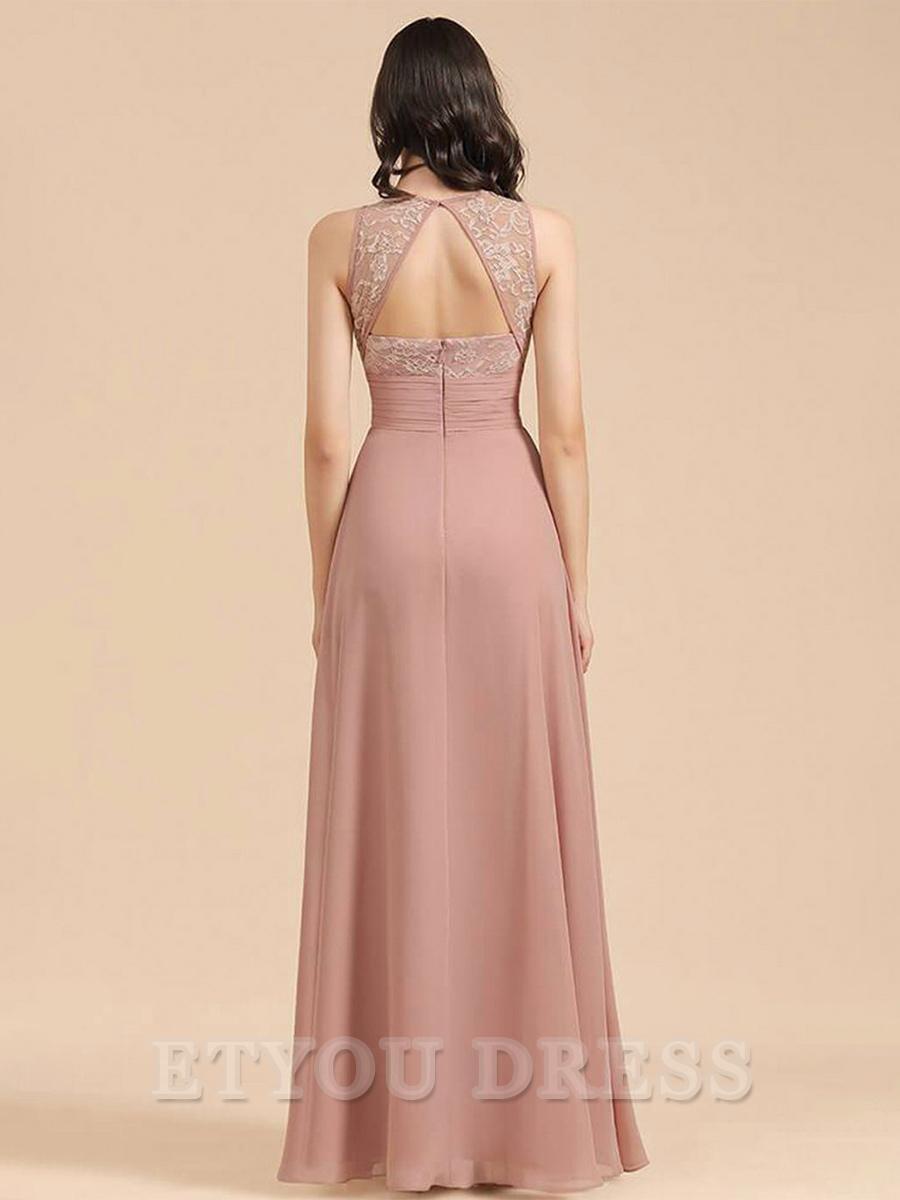 A-Line Sleeveless Floor-Length Zipper Chiffon formal dresses evening gown Prom Dress