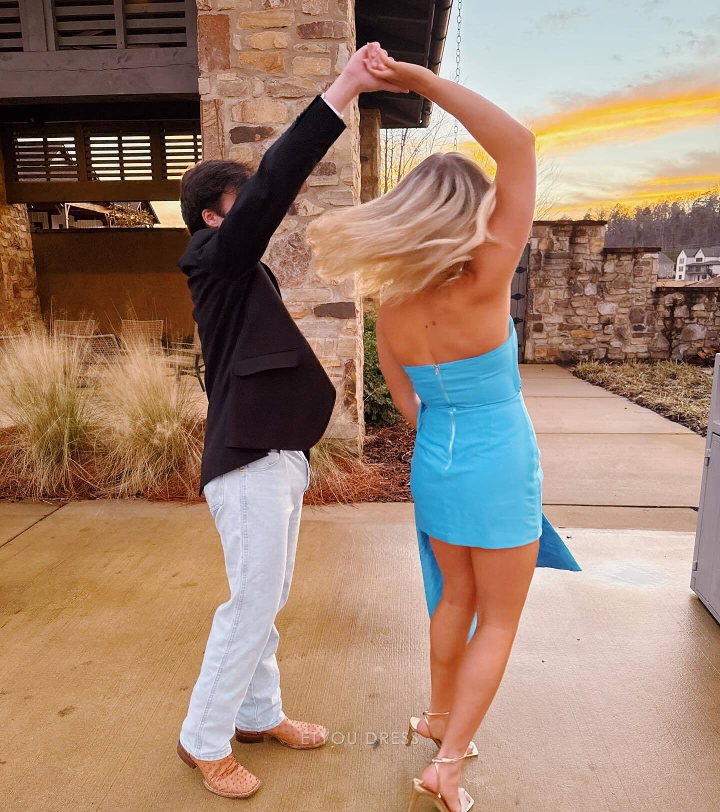 Sheath Strapless Blue Homecoming Dress Short formal dresses Bridesmaid Dresses evening gown Prom Dress