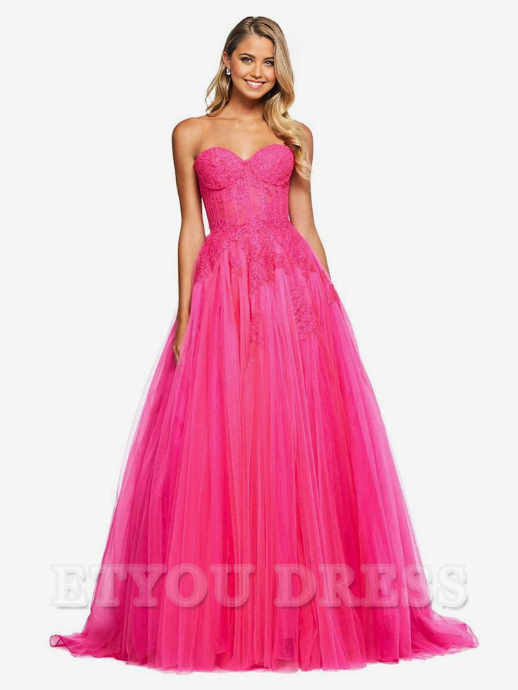 A-Line Strapless Sleeveless Lace formal dresses Bridesmaid Dresses evening gown Prom Dress