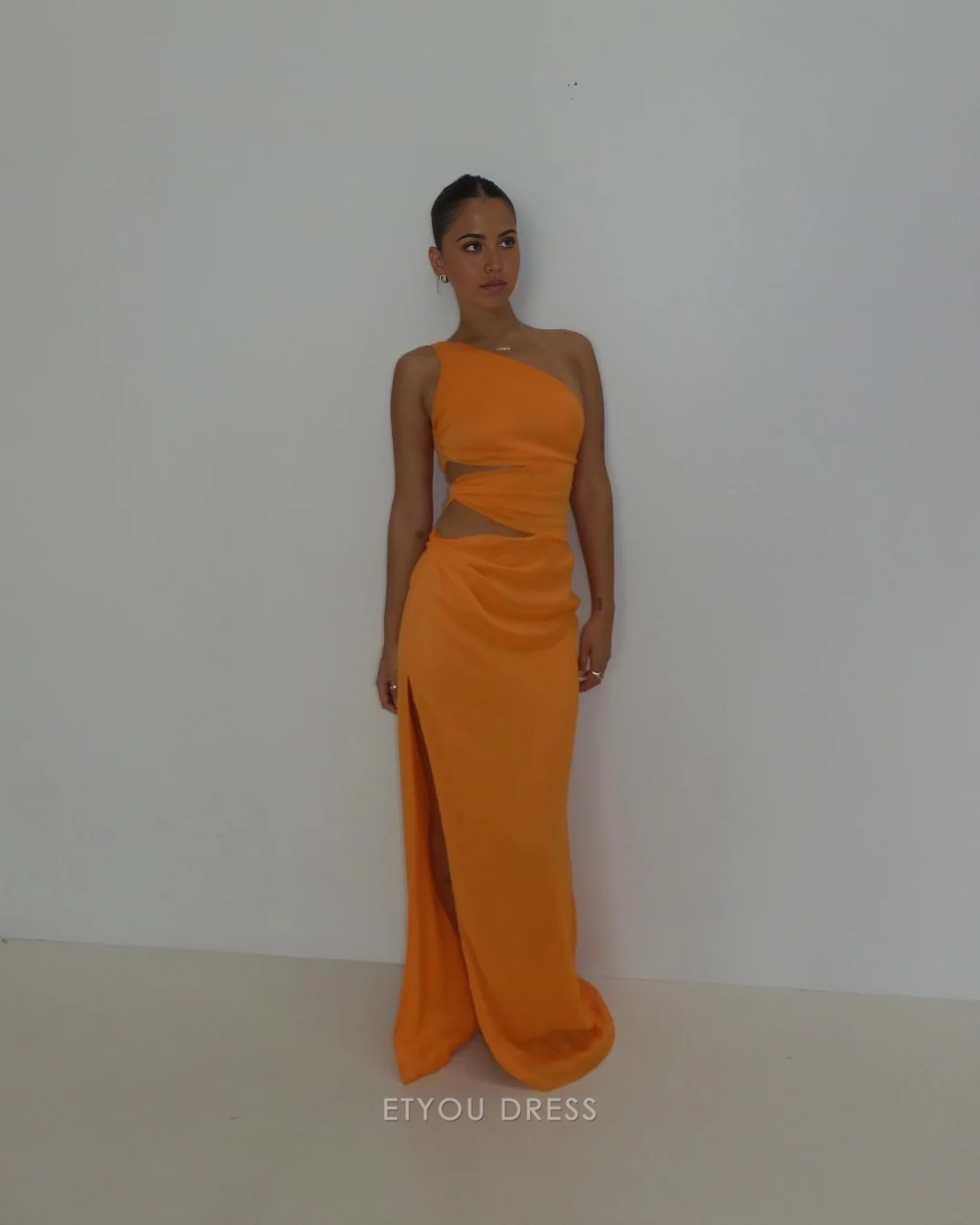 Sheath Simple One Shoulder Satin formal dresses Bridesmaid Dresses evening gown Prom Dress