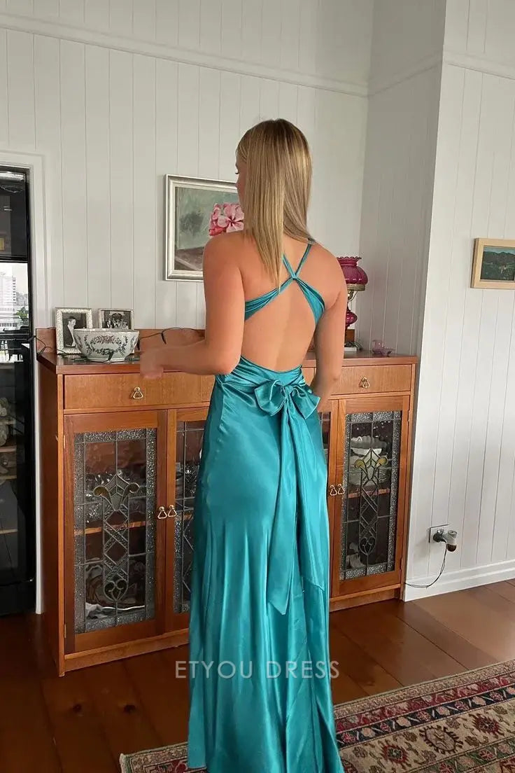 Mermaid V Neck Satin Long formal dresses Bridesmaid Dresses evening gown Prom Dress