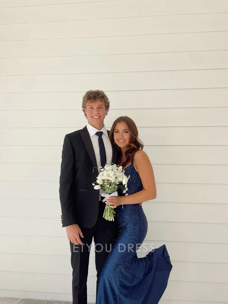 Mermaid Spaghetti Straps Navy Blue Long formal dresses Bridesmaid Dresses evening gown Prom Dress