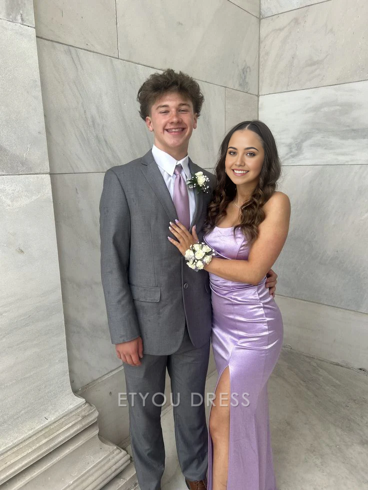 Mermaid Spaghetti Straps Satin Lavender Long formal dresses Bridesmaid Dresses evening gown Prom Dress