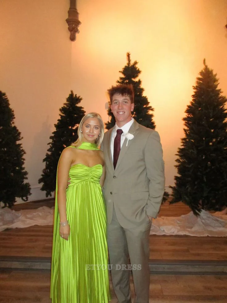 A Line Sweetheart Backless Pleated Green formal dresses Bridesmaid Dresses evening gown Prom Dress