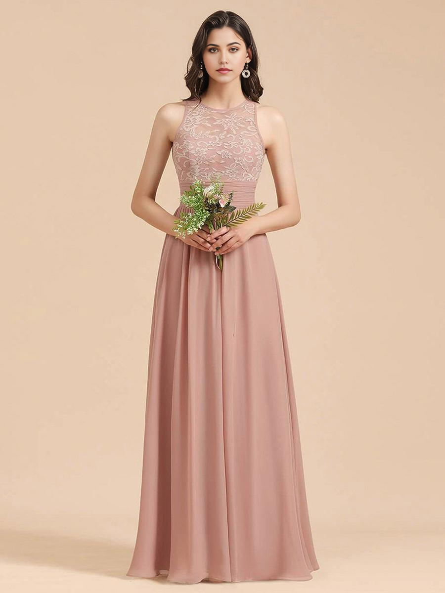 A-Line Sleeveless Floor-Length Zipper Chiffon formal dresses evening gown Prom Dress