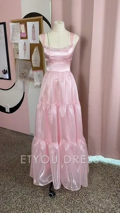 A Line Sweetheart Pink Long formal dresses Bridesmaid Dresses evening gown Prom Dress