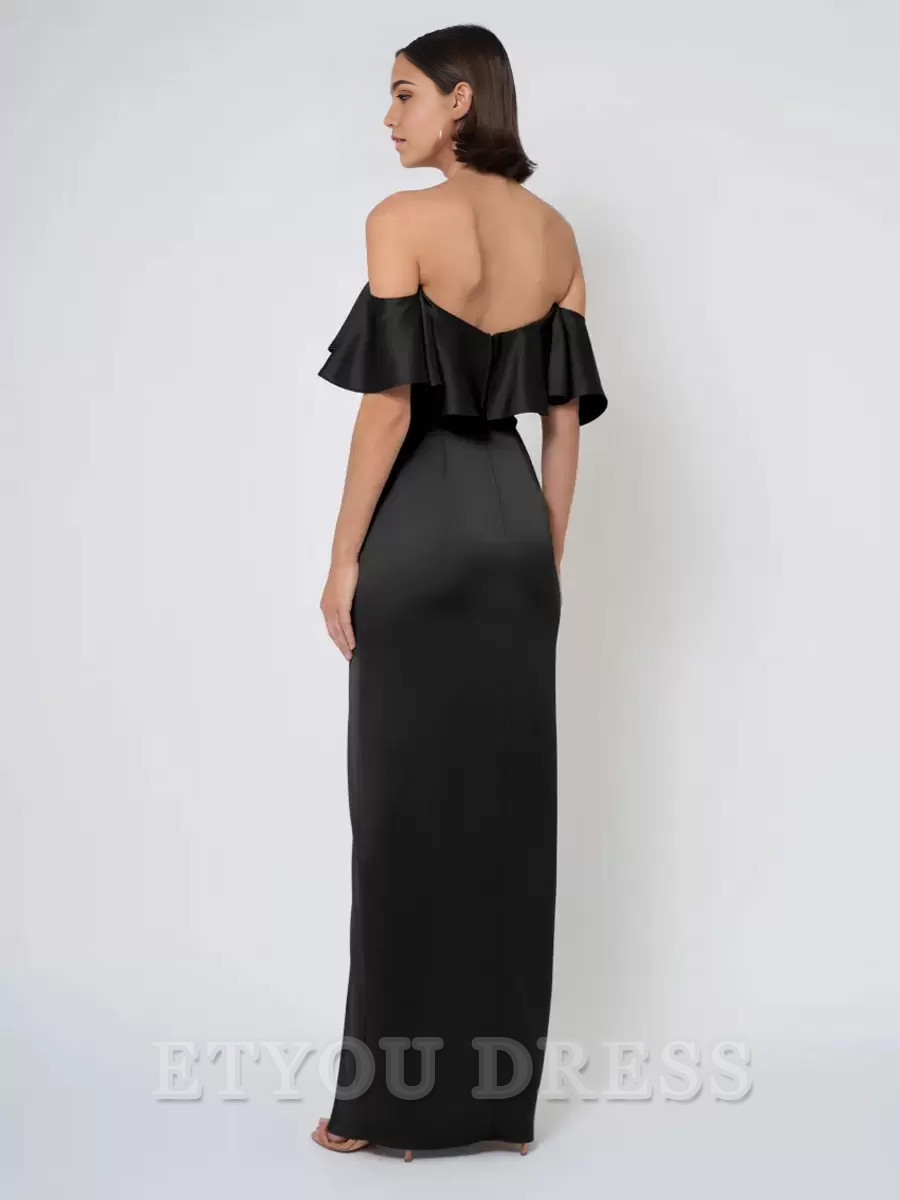 Sheath Floor-Length Satin formal dresses Bridesmaid Dresses evening gown Prom Dress