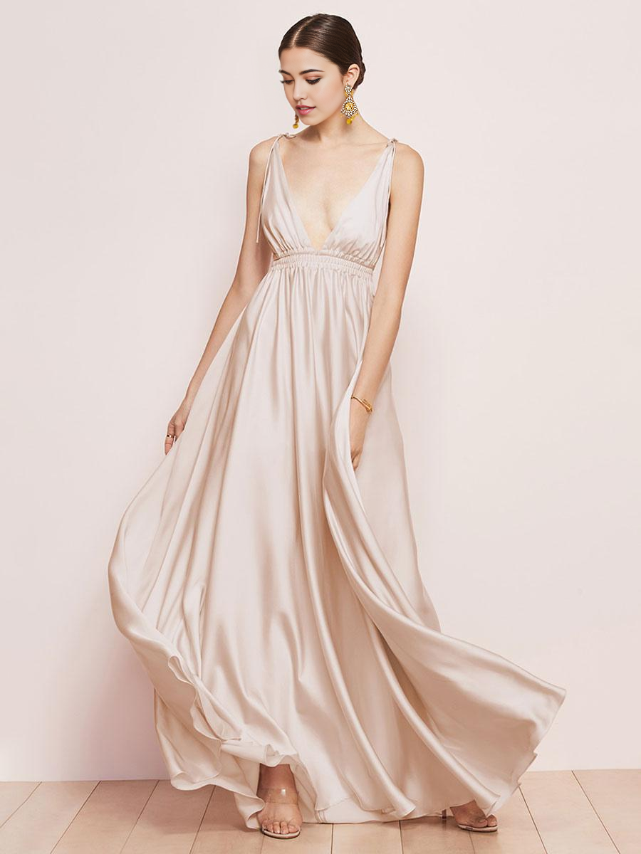 A-Line Floor-Length Satin Fabric formal dresses Bridesmaid Dresses evening gown Prom Dress