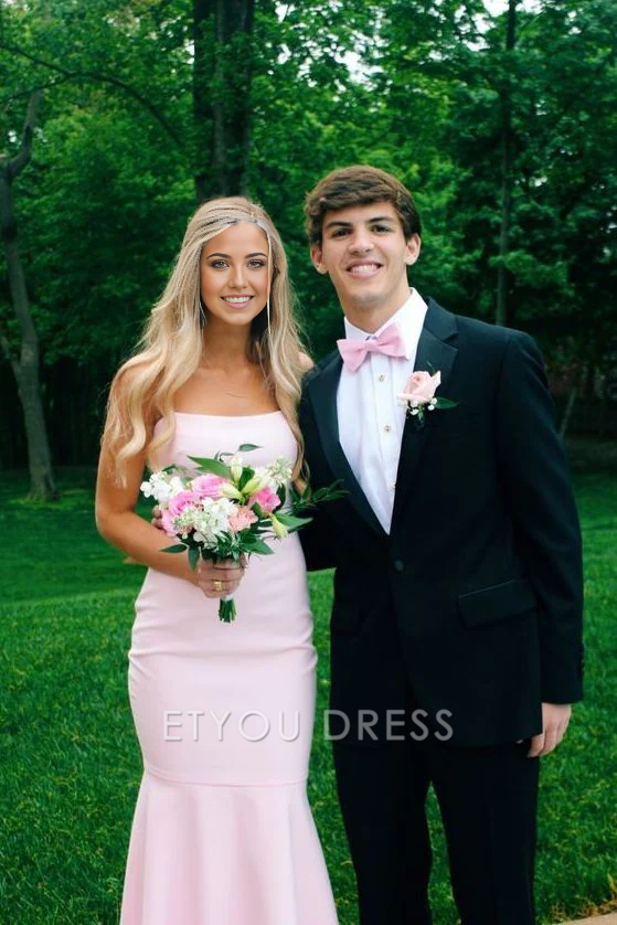 Mermaid Strapless Light Pink Long formal dresses Bridesmaid Dresses evening gown Prom Dress