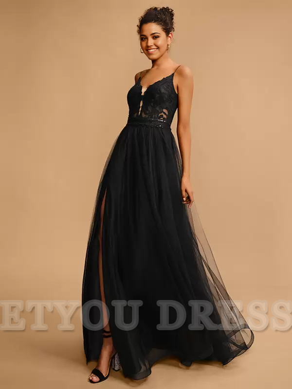 A-Line V-Neck Sleeveless Sequins formal dresses Bridesmaid Dresses evening gown Prom Dress