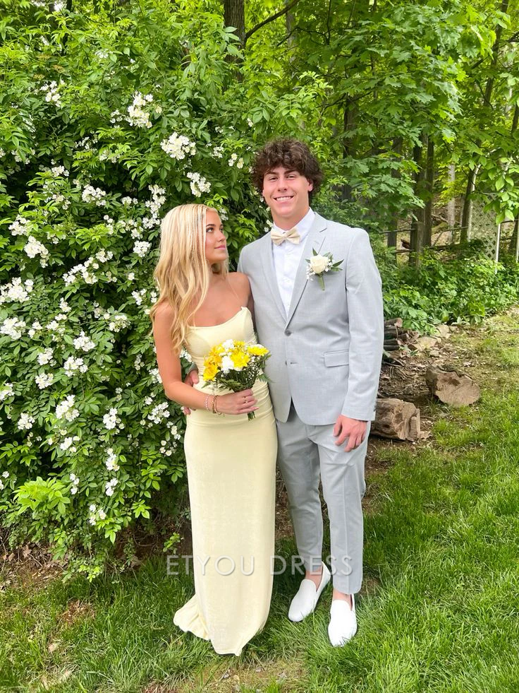 Sheath Strapless Yellow formal dresses Bridesmaid Dresses evening gown Prom Dress