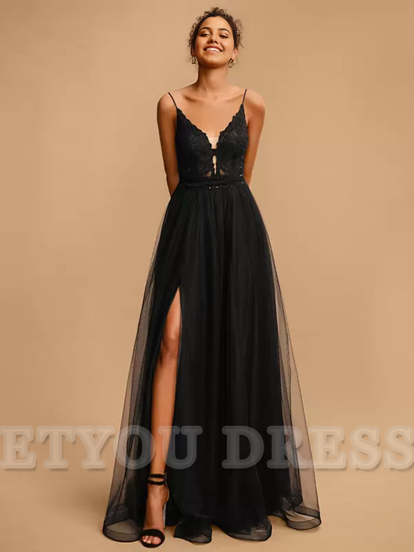 A-Line V-Neck Sleeveless Sequins formal dresses Bridesmaid Dresses evening gown Prom Dress