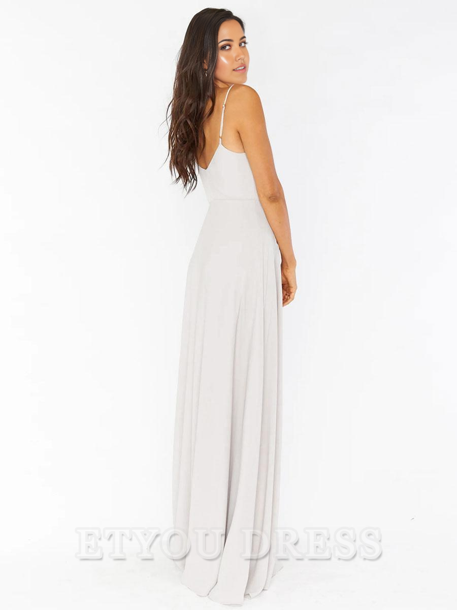 A-Line V-Neck Floor-Length Backless formal dresses evening gown Prom Dress
