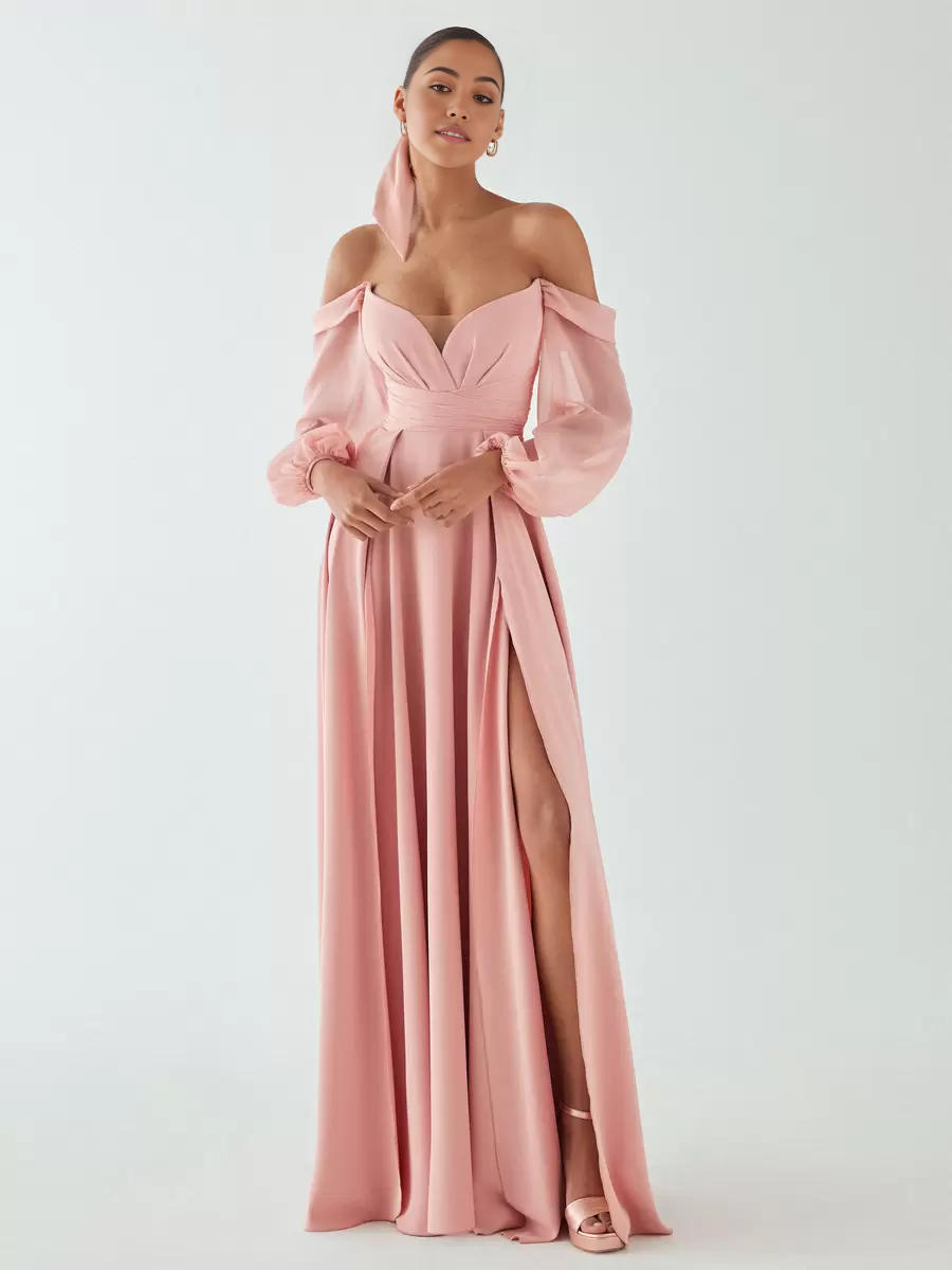 A-Line Floor-Length Chiffon Wedding Party Dress formal dresses evening gown Bridesmaid Dress