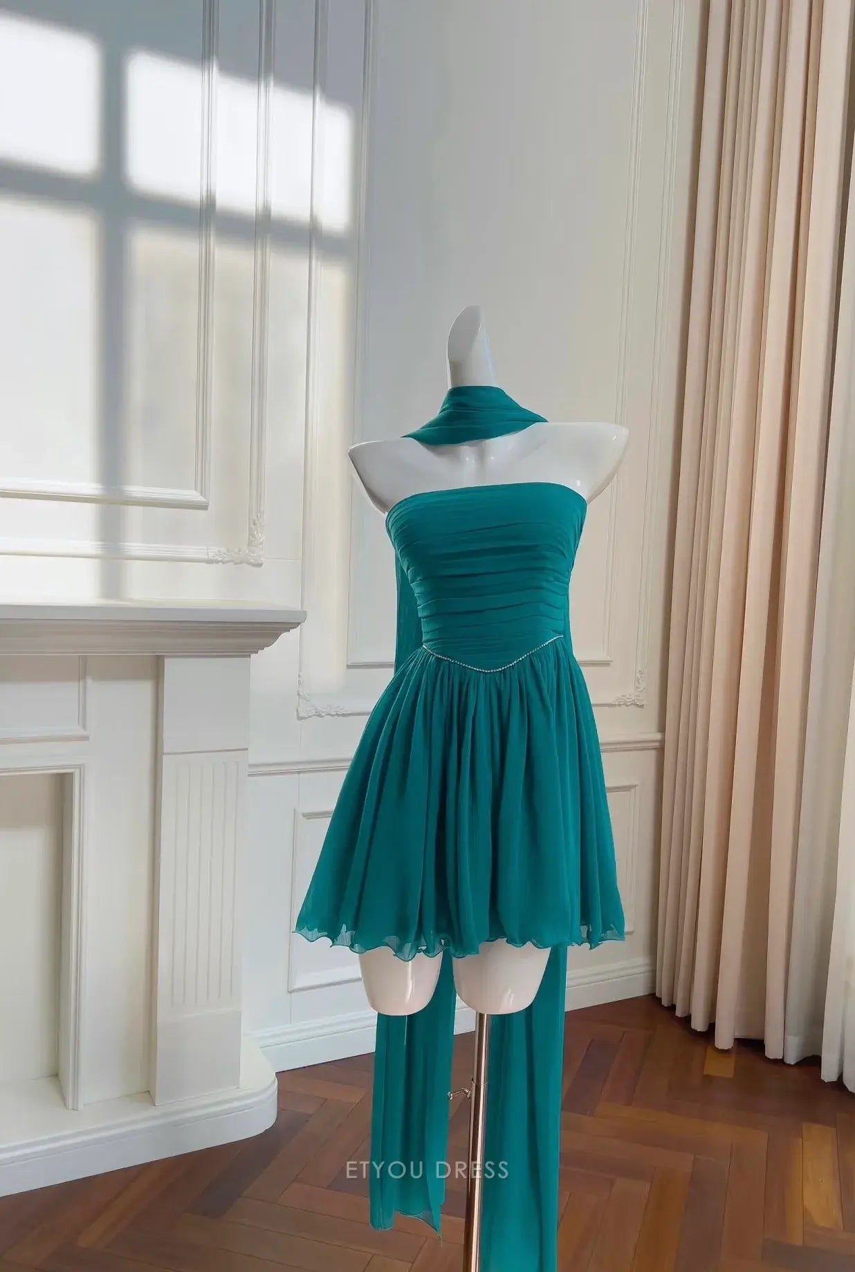 A Line Strapless Chiffon Short formal dresses Bridesmaid Dresses evening gown Prom Dress Homecoming Dress