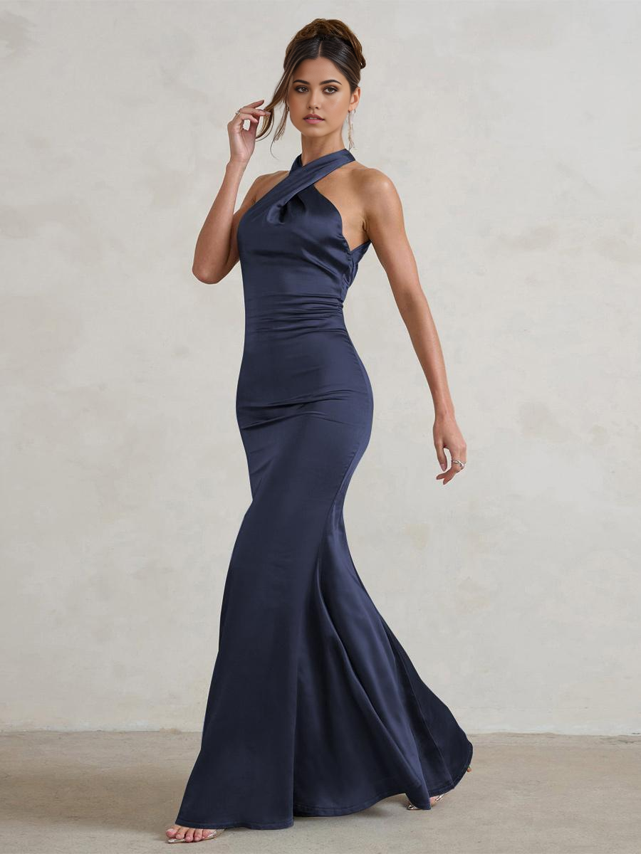 Mermaid Floor-Length Zipper Satin Wedding Party Dress formal dresses evening gown Bridesmaid Dresses