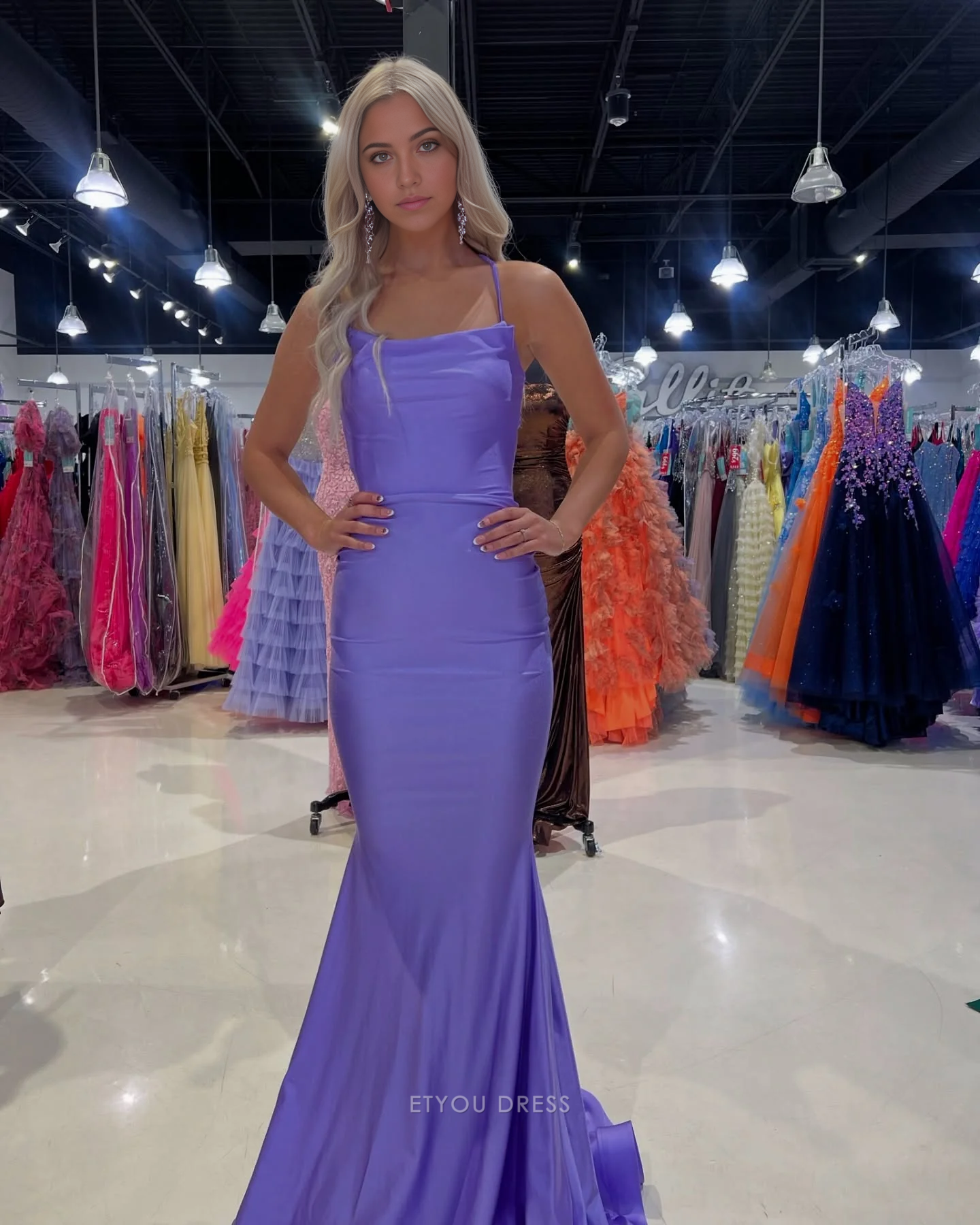 Mermaid Spaghetti Straps Purple formal dresses Bridesmaid Dresses evening gown Prom Dress