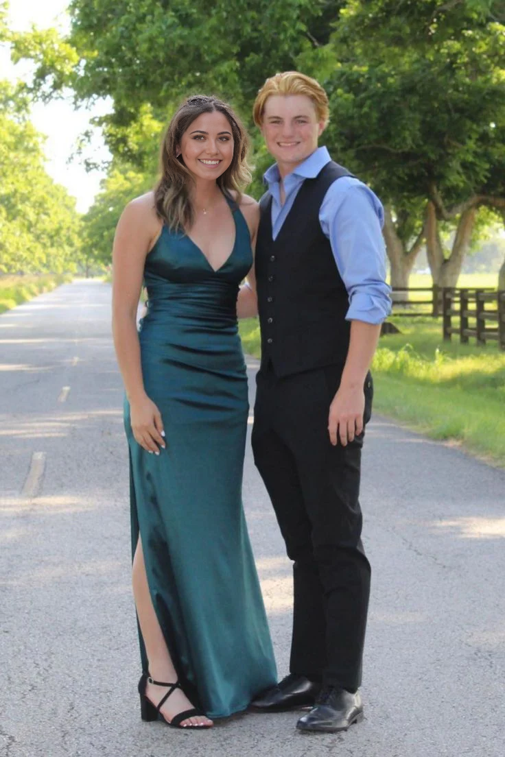 Sheath V Neck Backless Long formal dresses Bridesmaid Dresses evening gown Prom Dress With Slit